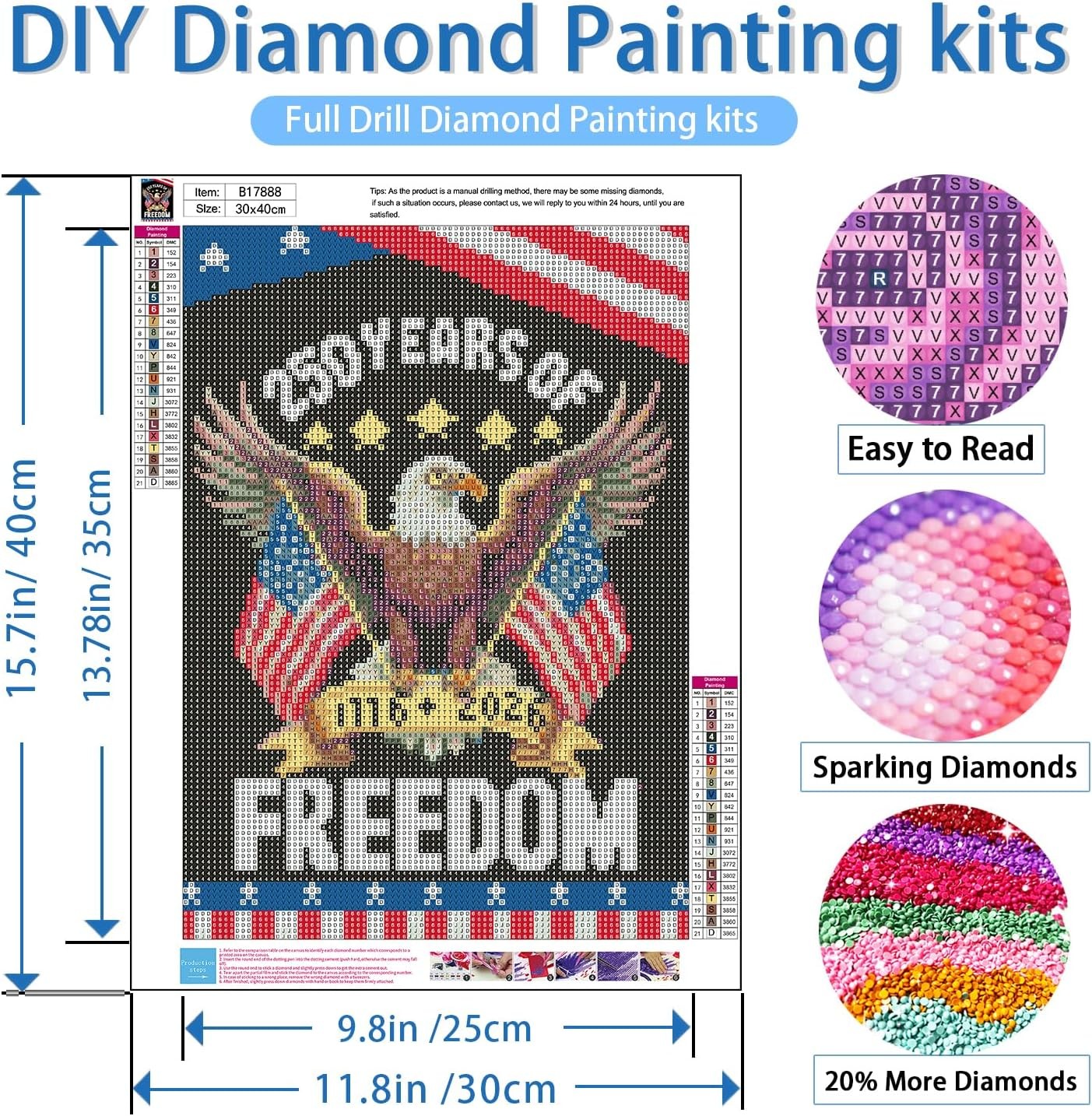 Eagle Diamond Art Kits for Adults,American Flag 5D Diamond Painting Kits for …