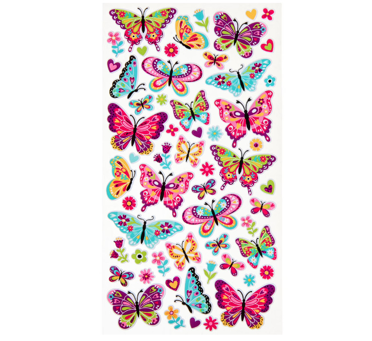 Hello Hobby Multicolor Butterfly Designer Stickers, 58 Count
