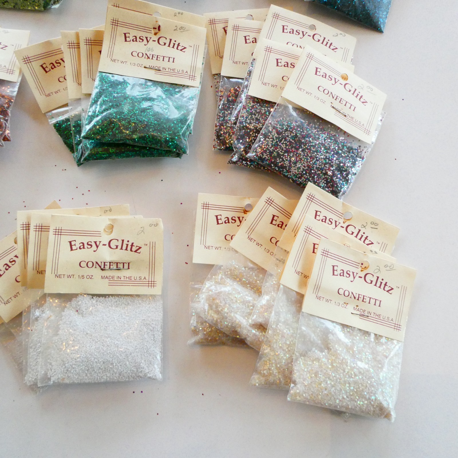 Vintage Glitter Easy-Glitz Confetti Hug Lot of 99 pkgs 0.3 oz each Made in USA