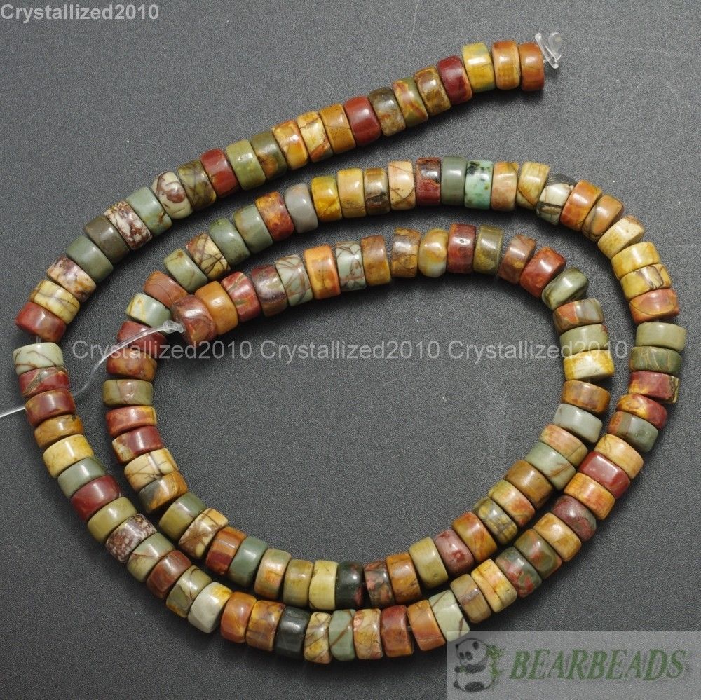 Natural Colorful Picasso Jasper Gemstone Heishi Beads 2mm 3mm 4mm 6mm 8mm 16″