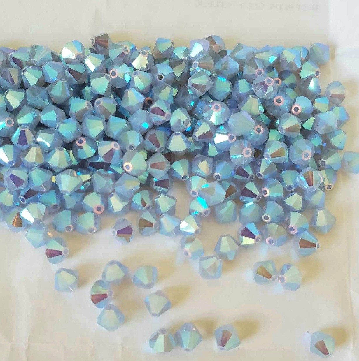 Preciosa Crystal 6mm bicone beads, Light Sapphire Opal AB2X (12pcs)
