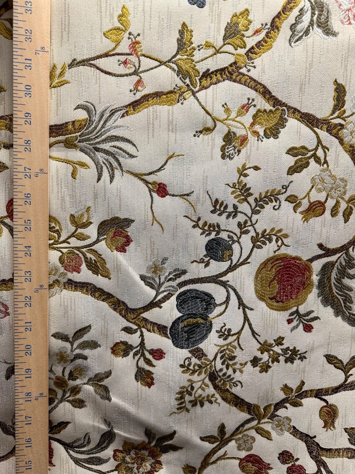 BEIGE Multicolor Floral Upholstery Drapery Brocade Fabric (56 in.) Sold BTY