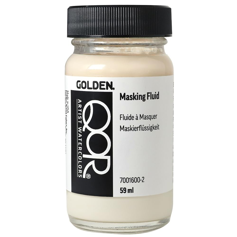 QoR Watercolor Masking Fluid by GOLDEN, 2 oz. Jar, 2 Fl Oz (Pack of 1), White