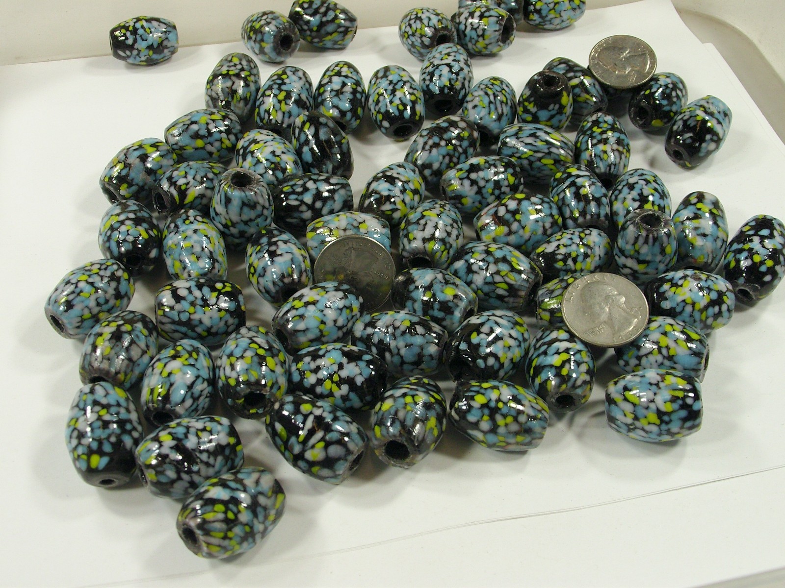 2 Pounds Large India Handmade Marble Splash Glass Beads Wholesale Lot (AMT-3) ⭐