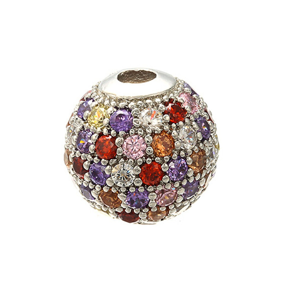 Colorful Ball Beads Zirconia Loose Spacer Beads For Jewelry Making Accessories