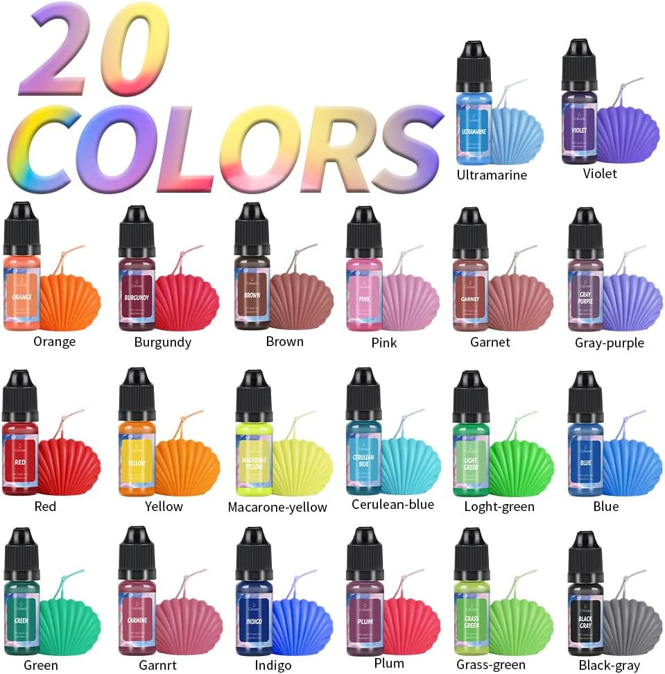 Candle Dye 20 Colors Liquid Candle Making Dye for DIY Candle Making Supplies Kit