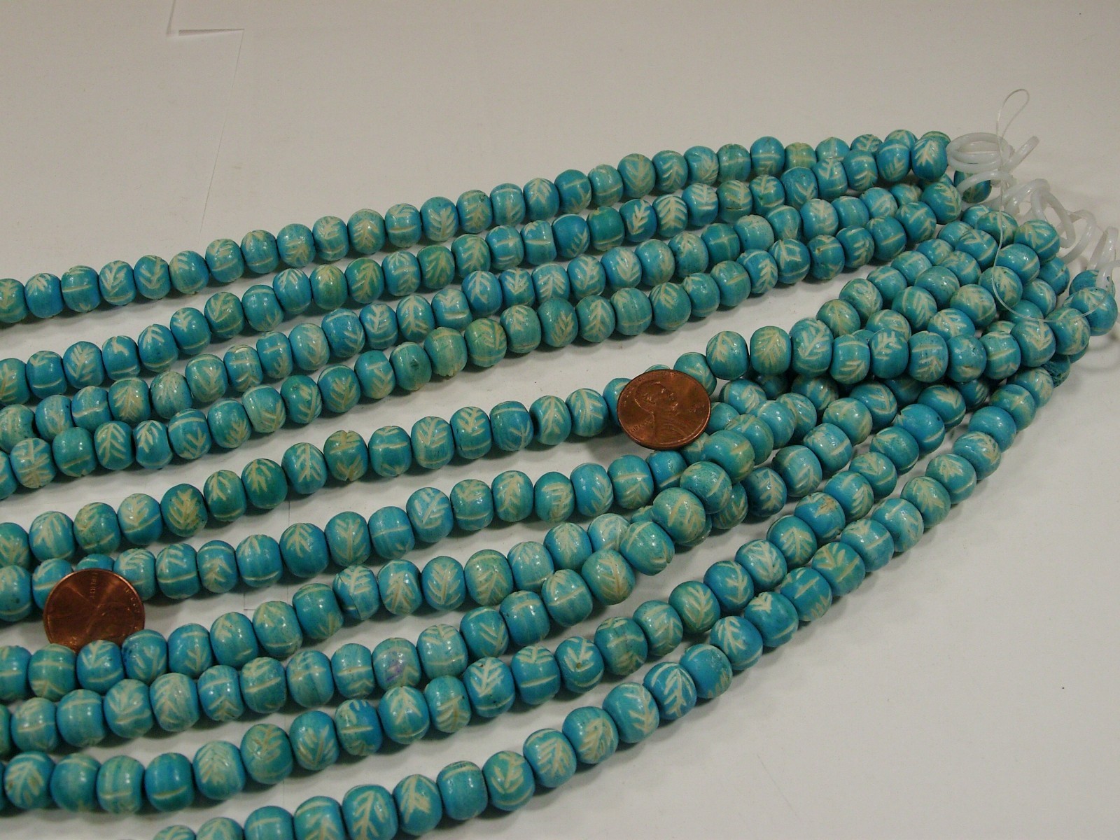 10 Strands 15″ (8mm x 10mm) India Handmade Water Buffalo Bone Beads (QBQ-6) ⭐