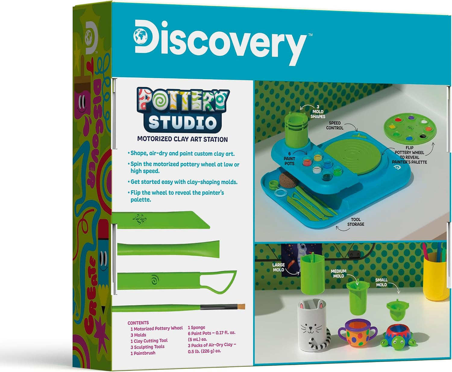 ™ Pottery Studio Motorized Clay Art Station – Complete Set with Pottery Wheel, 3