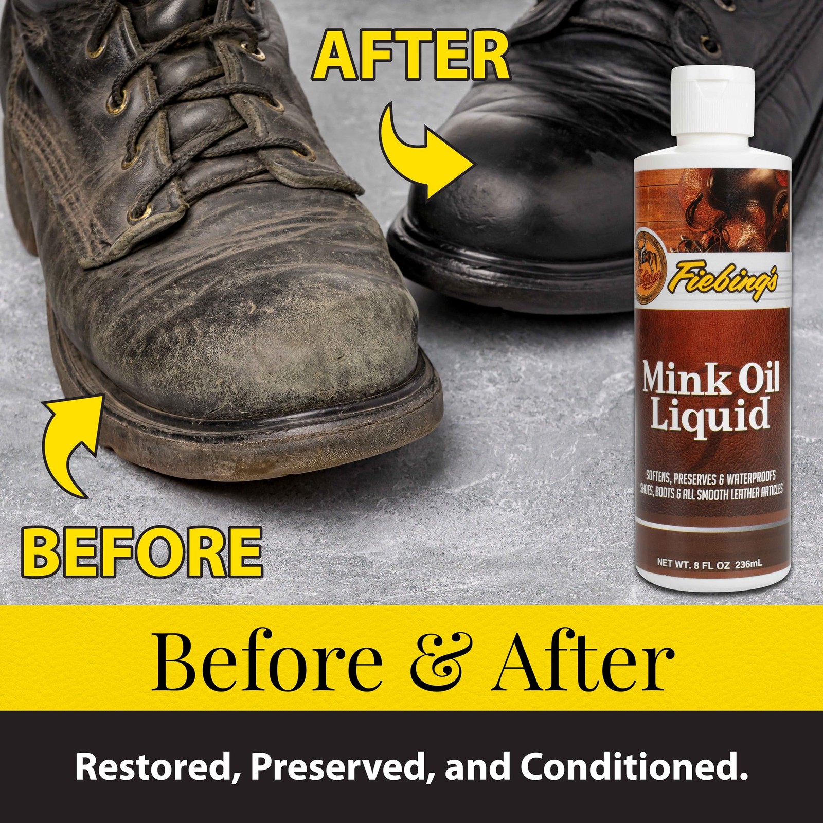 Fiebing’s 8 Oz Liquid Mink Oil Leather Conditioner Waterproof Softener Protector