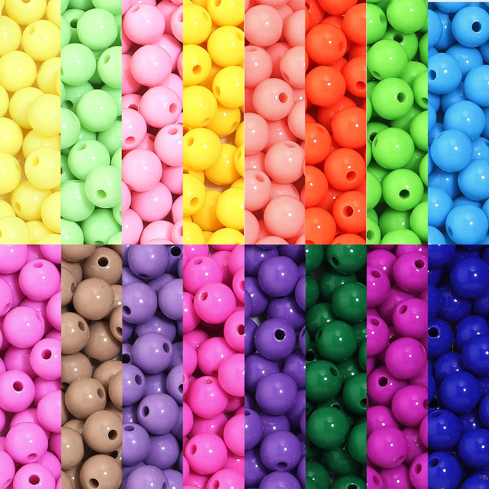 10-100Pcs/Lot 6-20Mm Solid Color round Acrylic Beads Loose Spacer Beads for Jewe