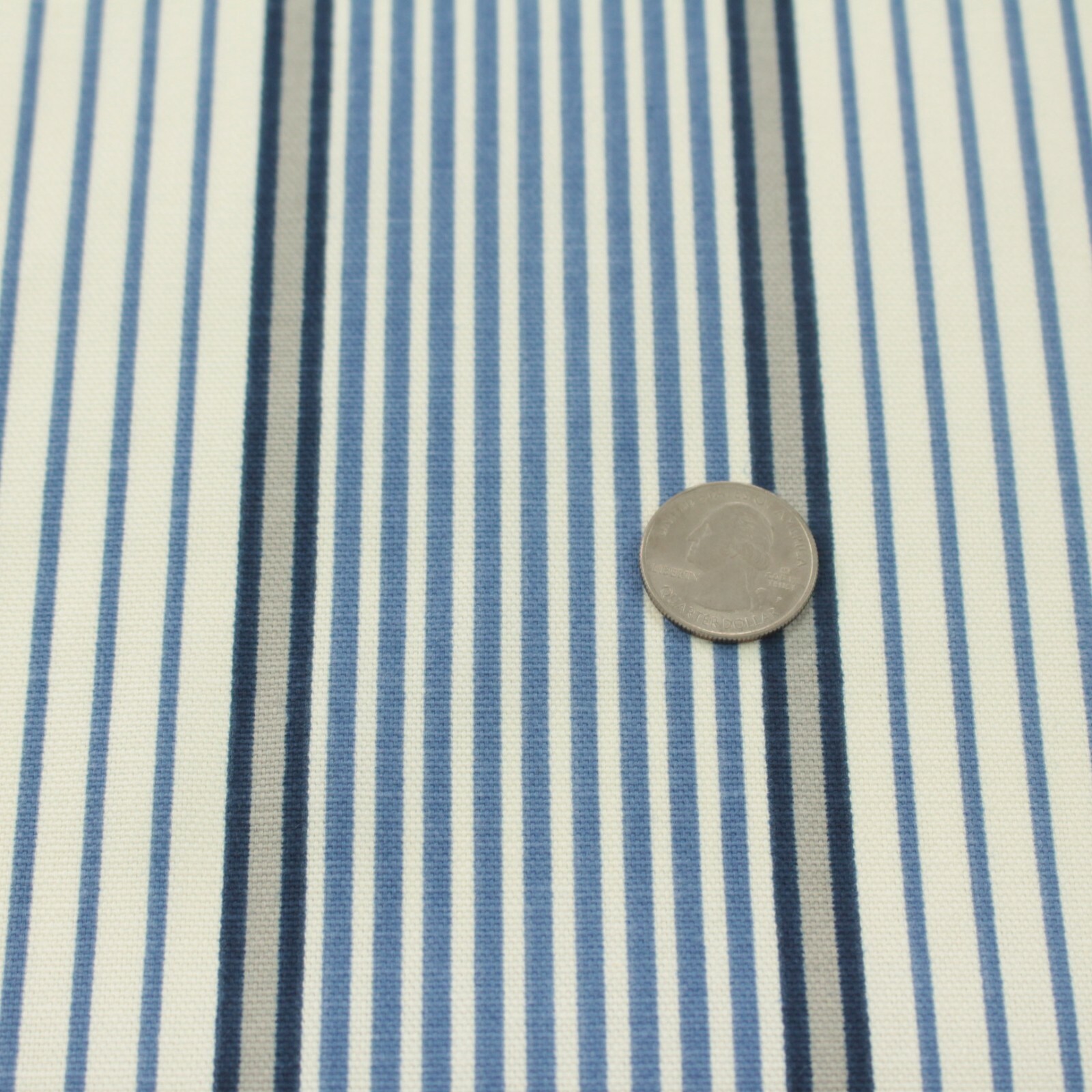 P KAUFMANN JOHN NAVY BLUE WHITE PINSTRIPE COTTON MULTIUSE FABRIC BY YARD 54″W