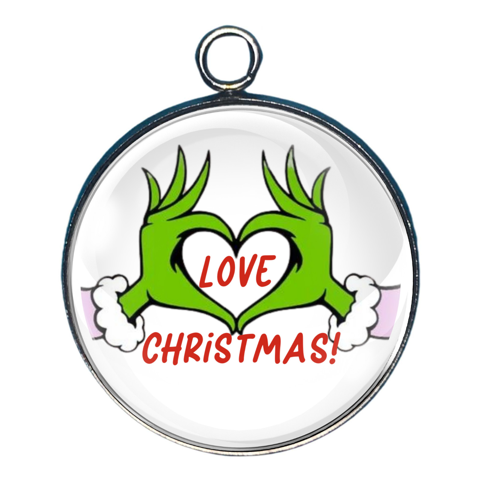 Grinch Christmas Glass Cabochon Charms, Jewelry Making Charms