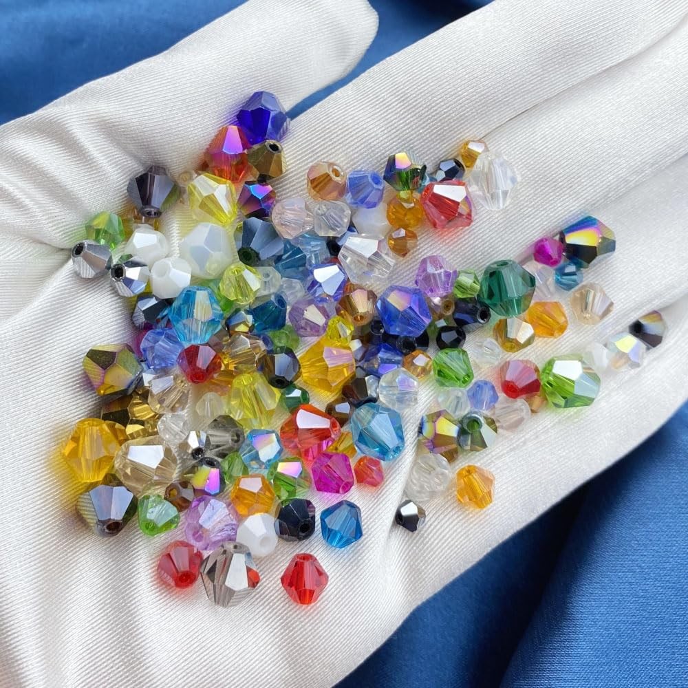 400pcs 4mm Bicone Crystal Glass Beads Loose 4mm, Purple AB