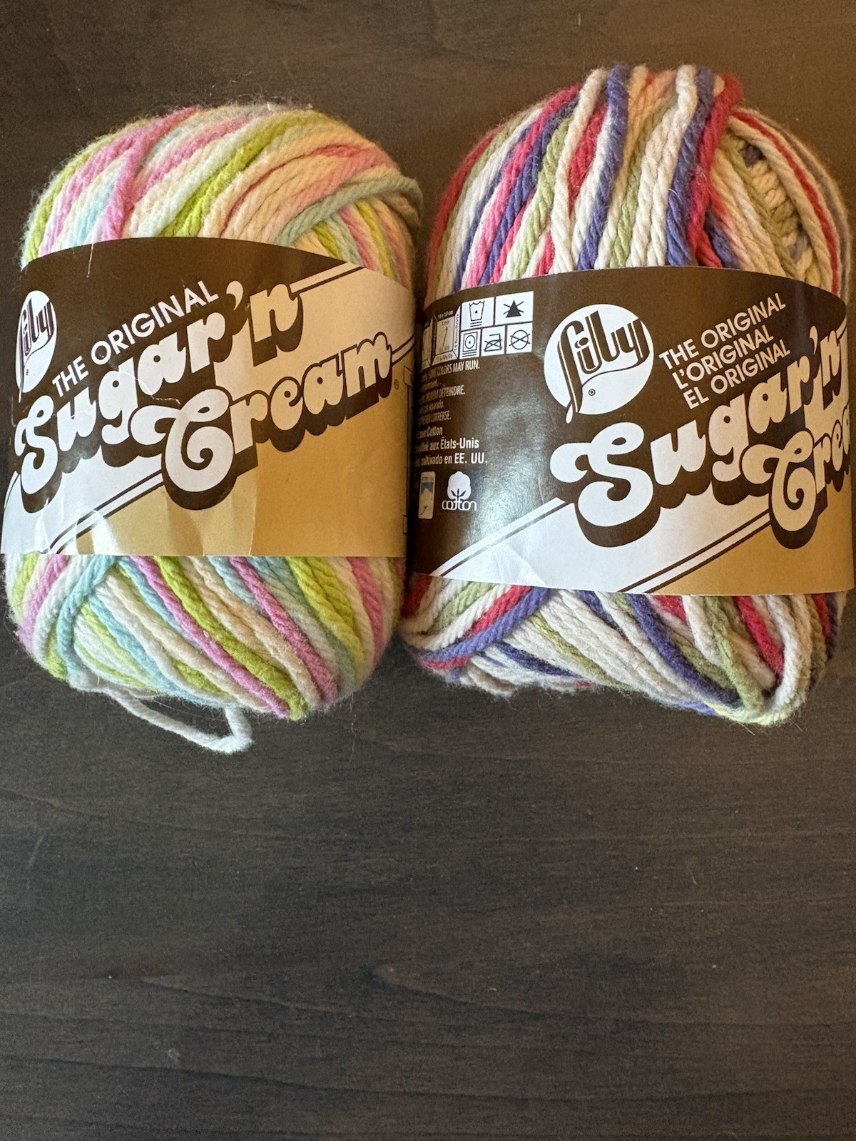 Mixed Lot Of 2 Skeins Lily Sugar ‘N Cream Cotton Yarn Worsted Weight