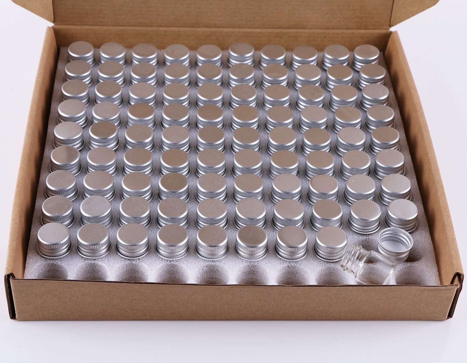 100 Sets 5ml Small Glass Bottles with Aluminum Cap Screw Top – DIY Craft Storage