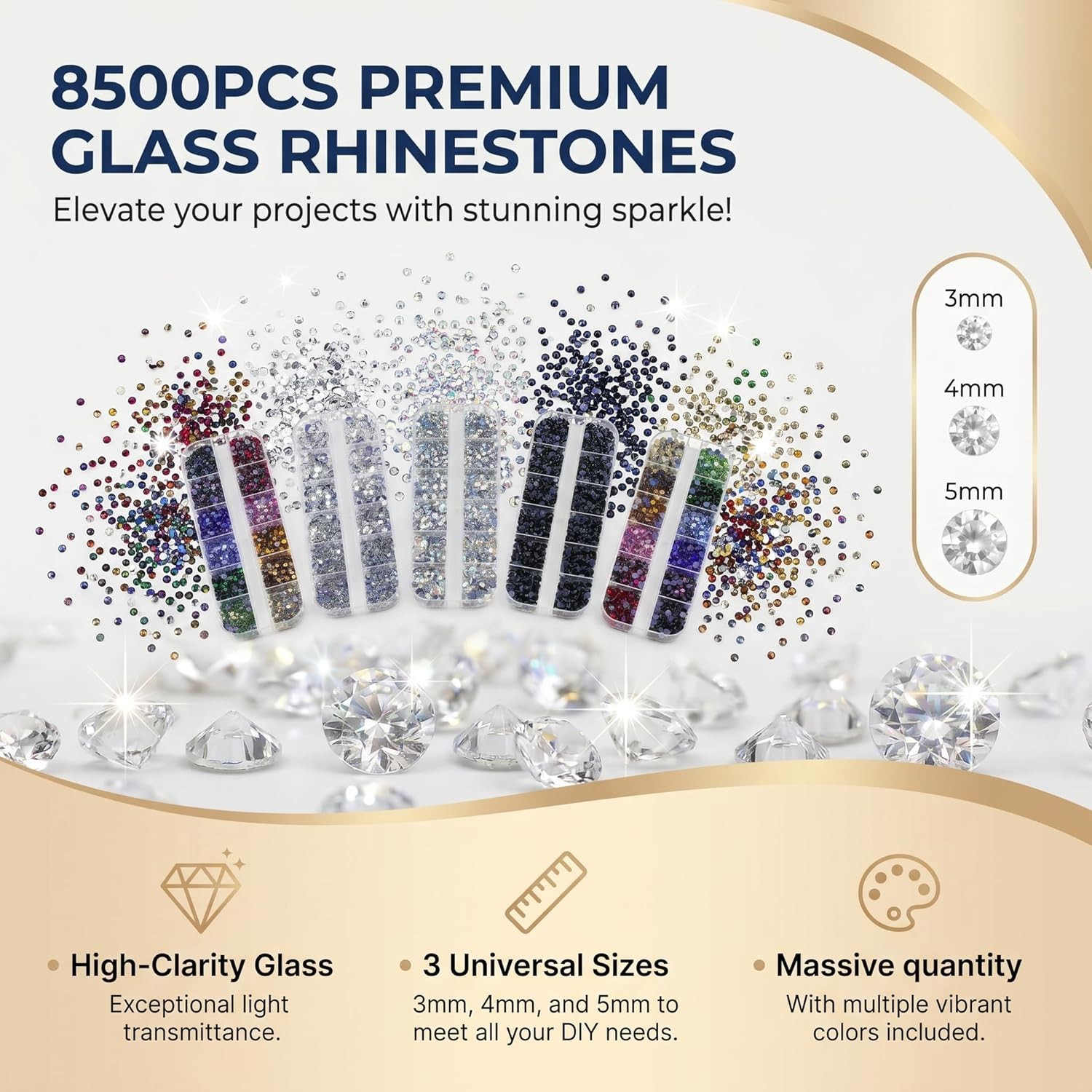 Rhinestone Applicator Tool Set with 8500 Gems, Tweezers and Instruction Manual