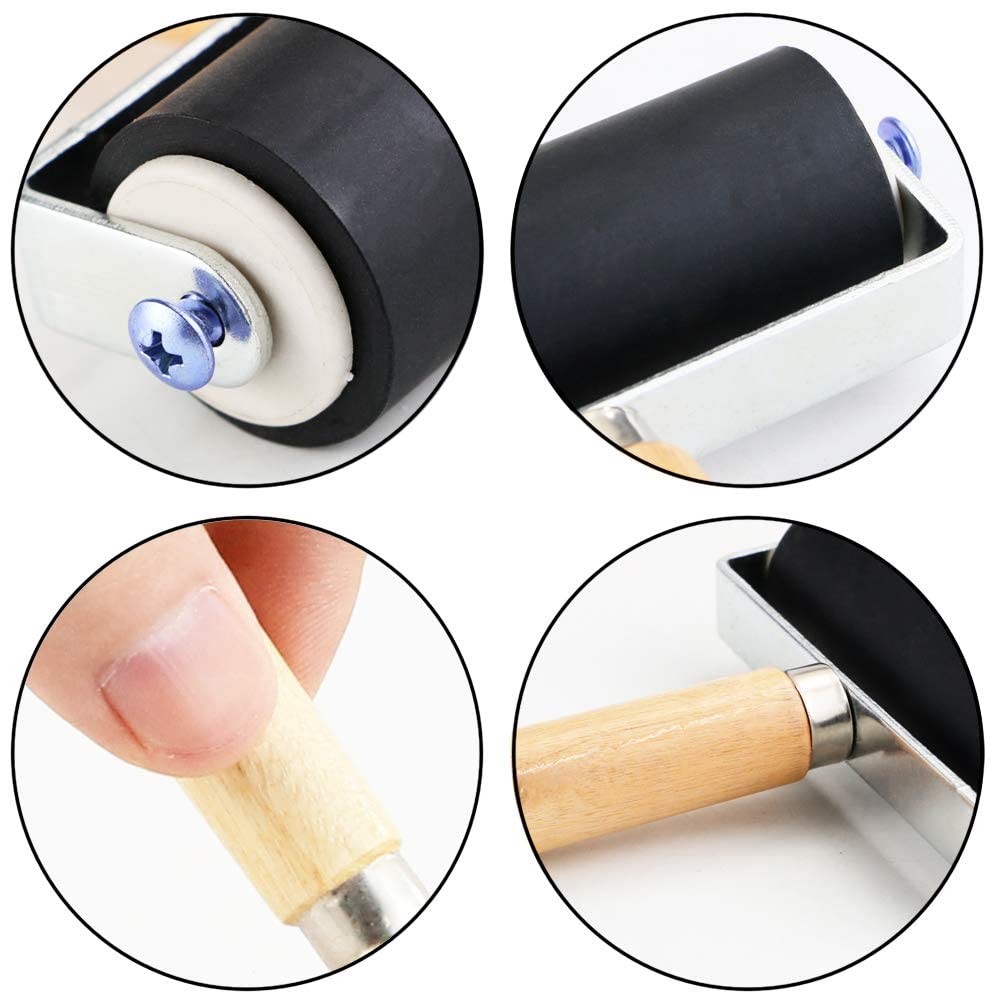 3 Pack Rubber Roller – Brayer Rollers with 3 Size for Crafting Black