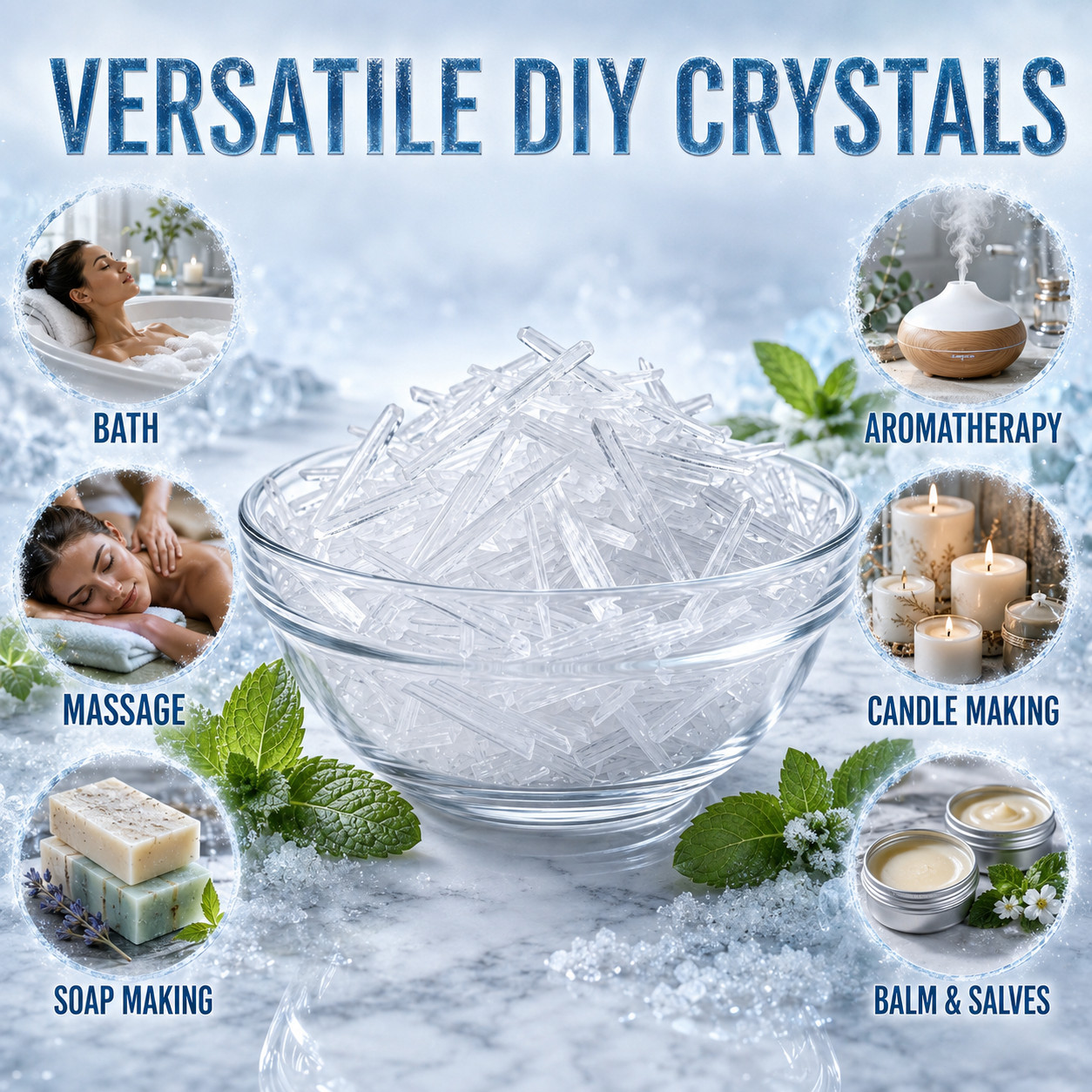 MENTHOL CRYSTALS Mentha Arvensis USP Food Grade 100% PURE 1 oz. to 10 lbs. Bulk