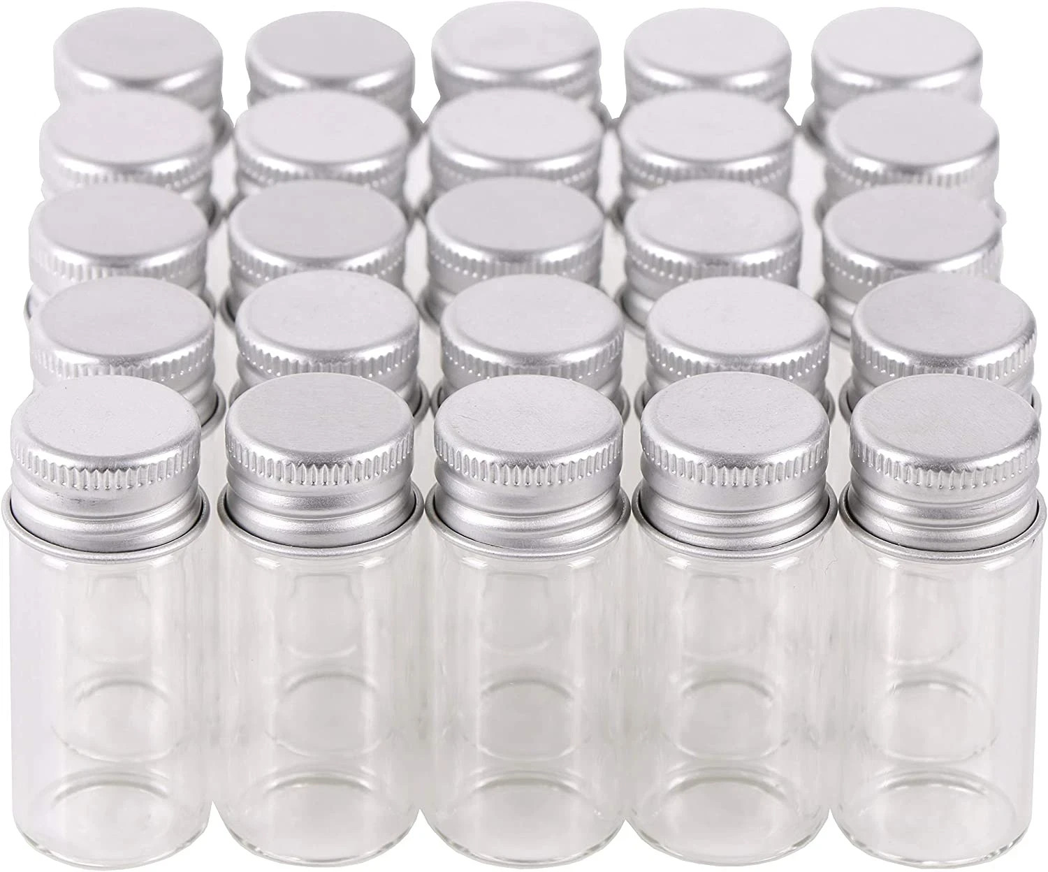 100 Pack 10ml Clear Glass Vials Bottles with Aluminum Screw Caps Craft Jars