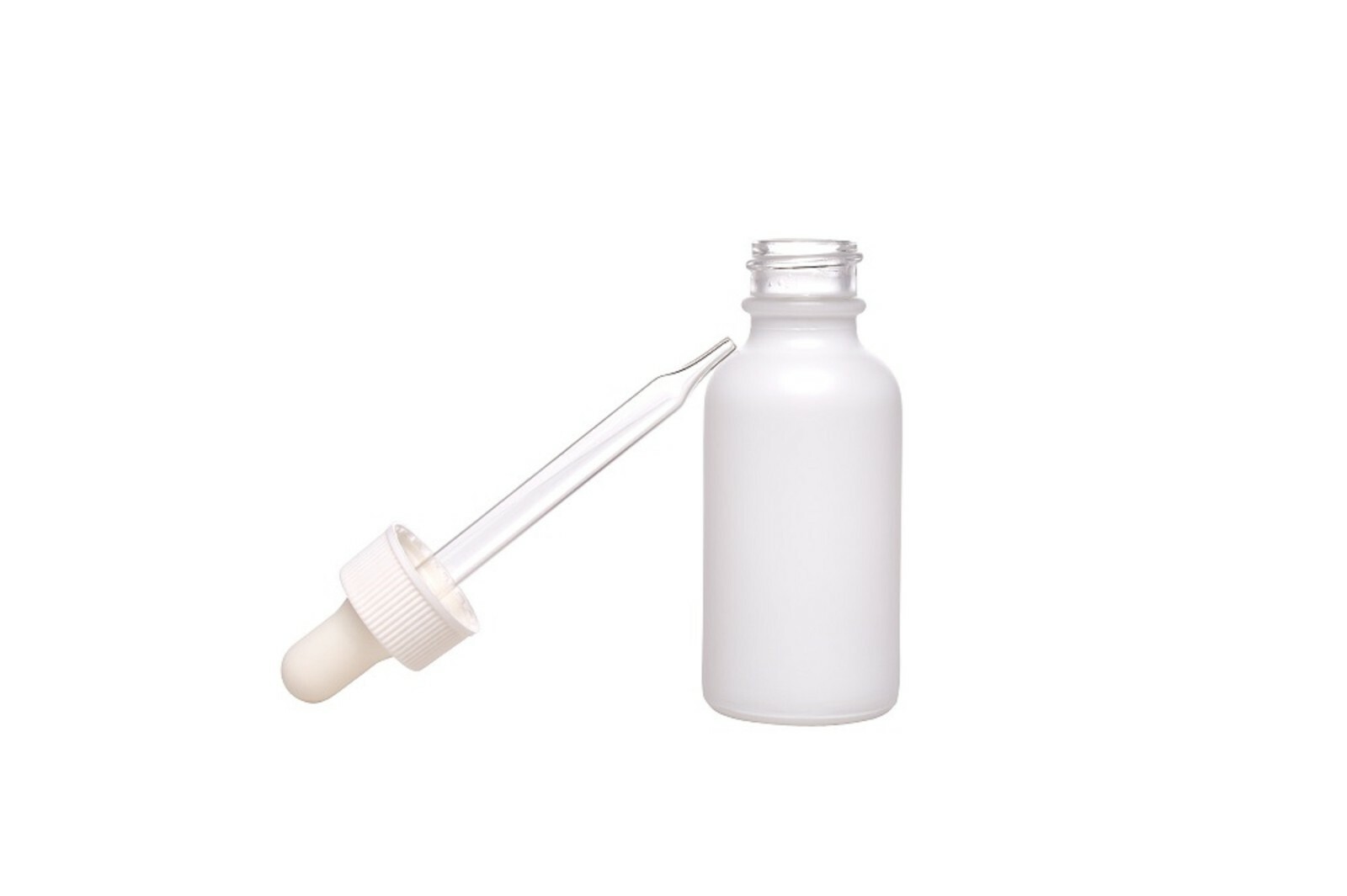 White Coated Boston Round Glass bottles White Dropper Cap 1 oz / 30 ml 12 Pack