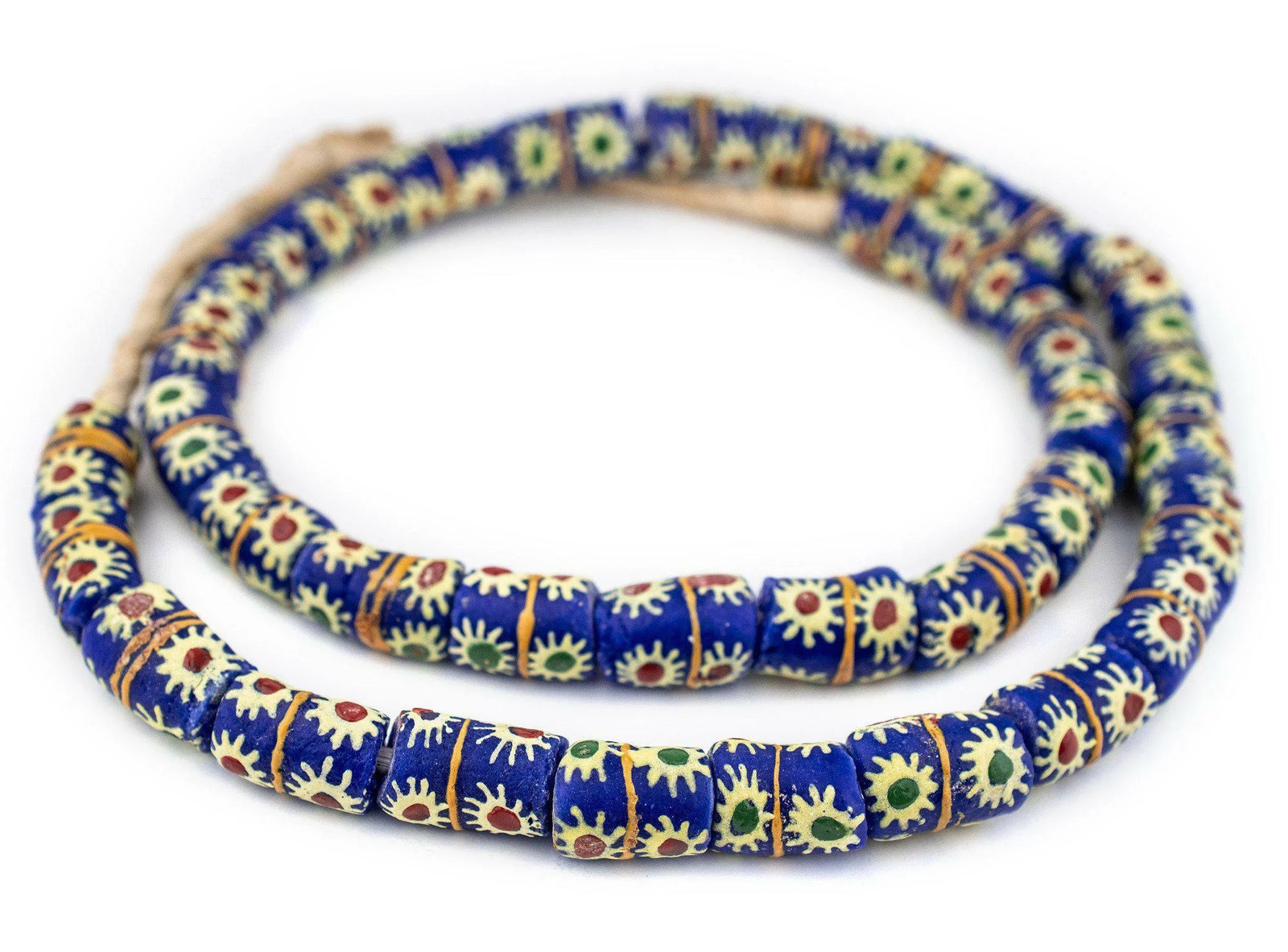 Southwest Style Cylindrical Krobo Beads 12mm Ghana African Multicolor Cylinder
