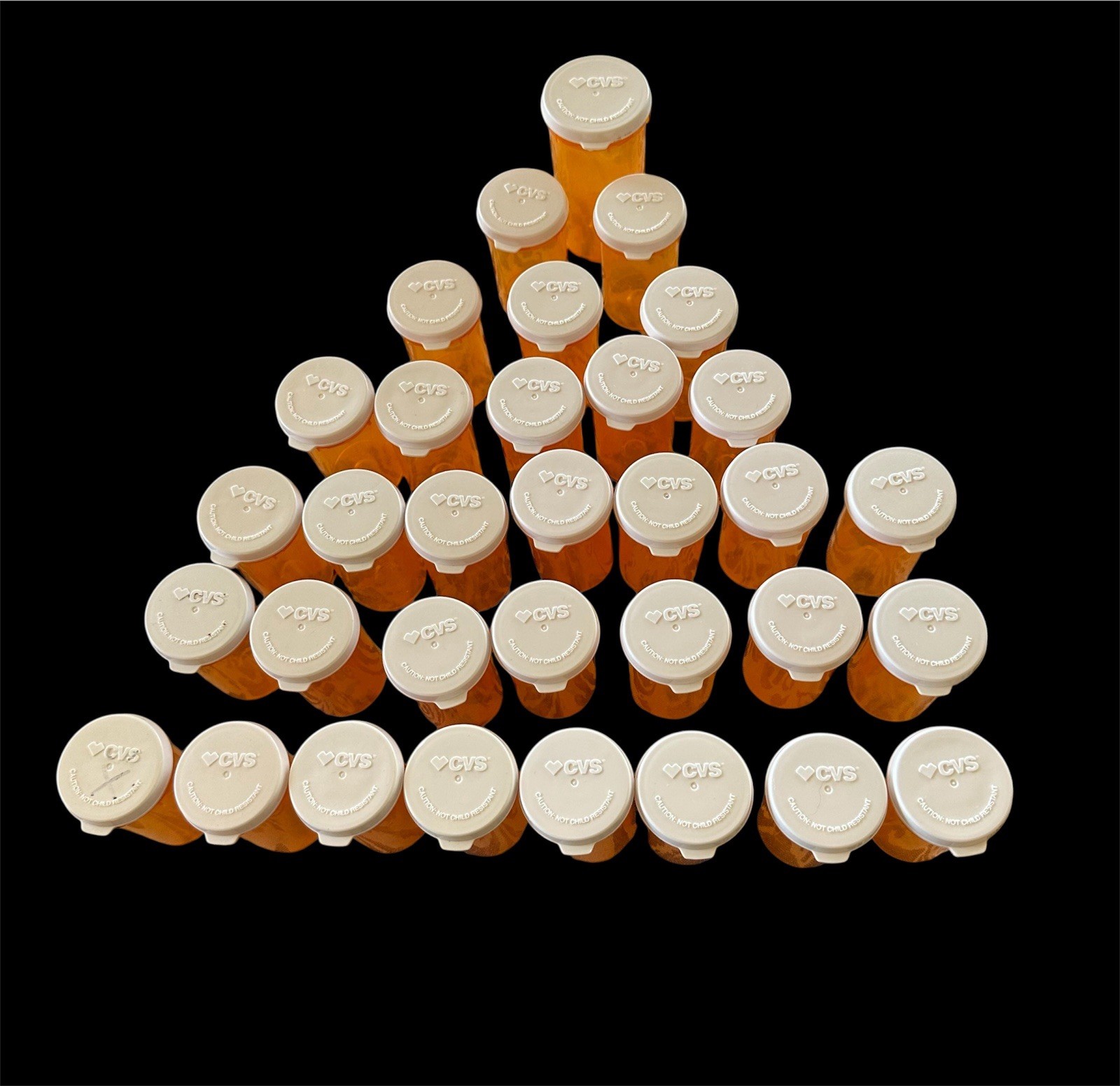 Lot of 33 Empty Amber Prescription Rx Pill Bottles Art Crafts Fishing Storage