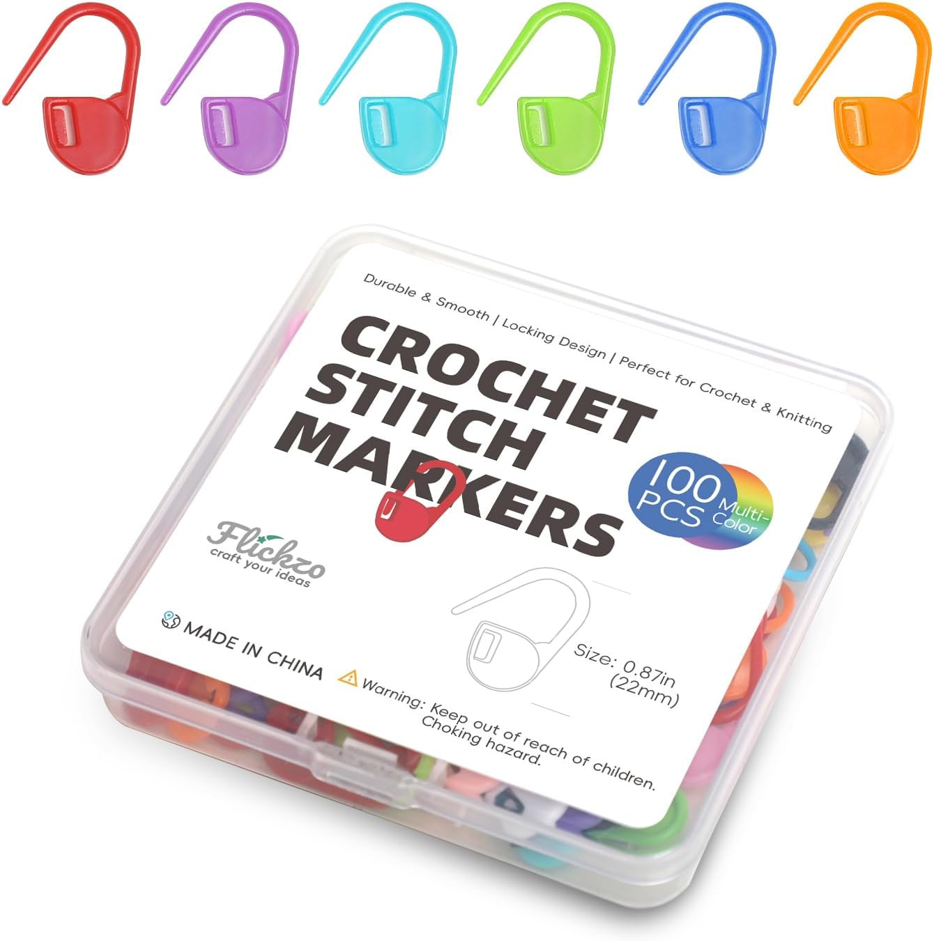 100PCS Crochet Stitch Markers by – Locking Stitch Markers with Storage Case, Pl