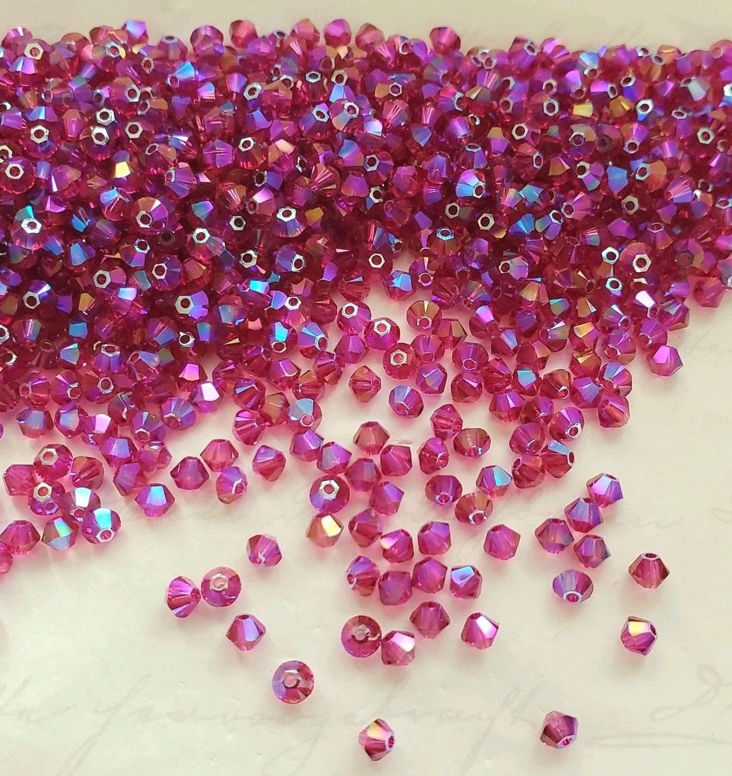 Swarovski 5328 3mm bicone beads Fuchsia Shimmer 2X (36pcs)