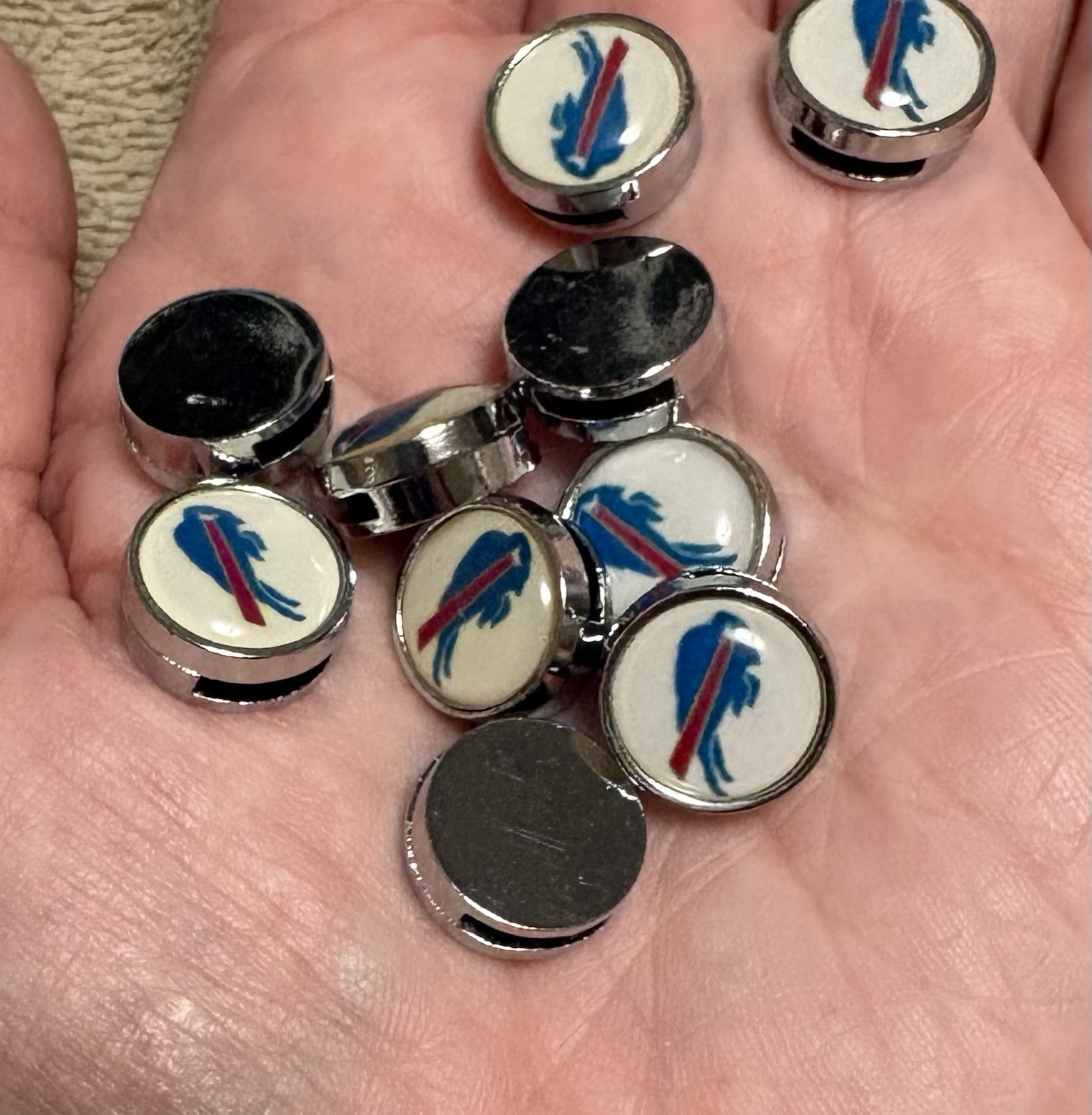 10 Pce BUFFALO BILLS Slide Charms Metal Enamel Bracelets Jewelry Making Charms