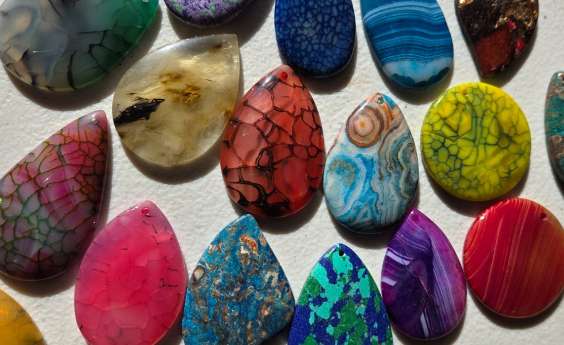 10pc Agate & Natural Stone Pendant Lot | Random Mix | Jewelry Making Crafts