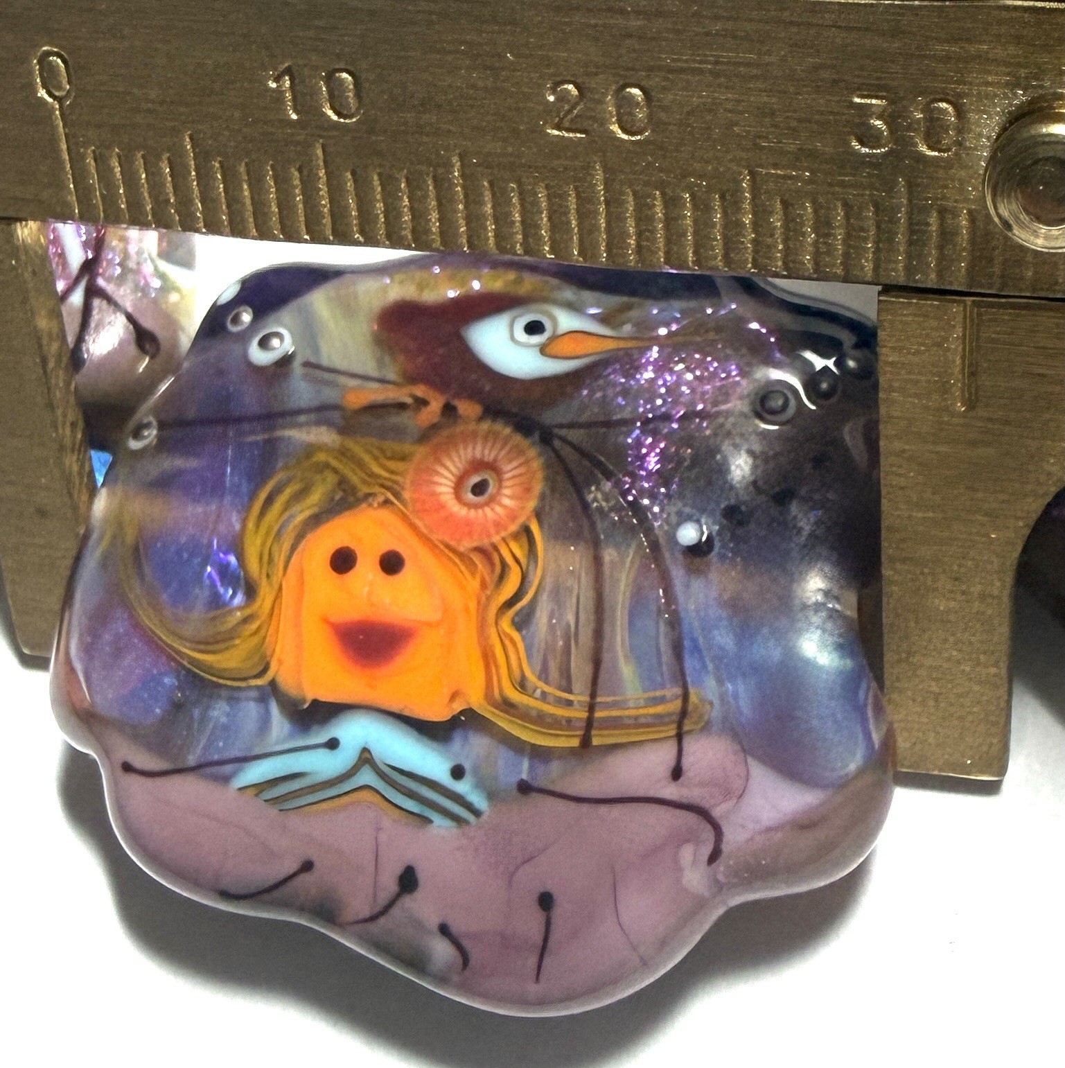 Manuela Wutschke Lampwork Bead Set 7pc Abstract Girl Face Focals – Archival NOS