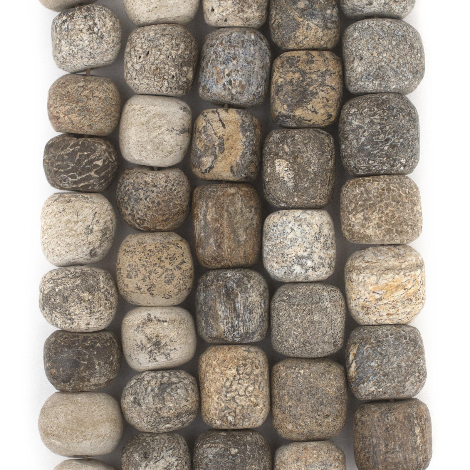 Fossilized Stegodon Stone Beads 10mm Indonesia Brown Round Gemstone Large Hole