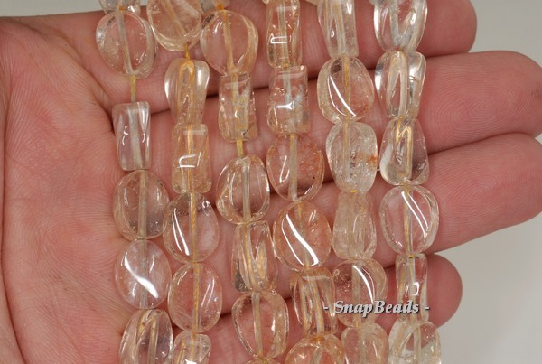12X9MM CITRINE QUARTZ GEMSTONE TWIST OVAL LOOSE BEADS 7.5inch