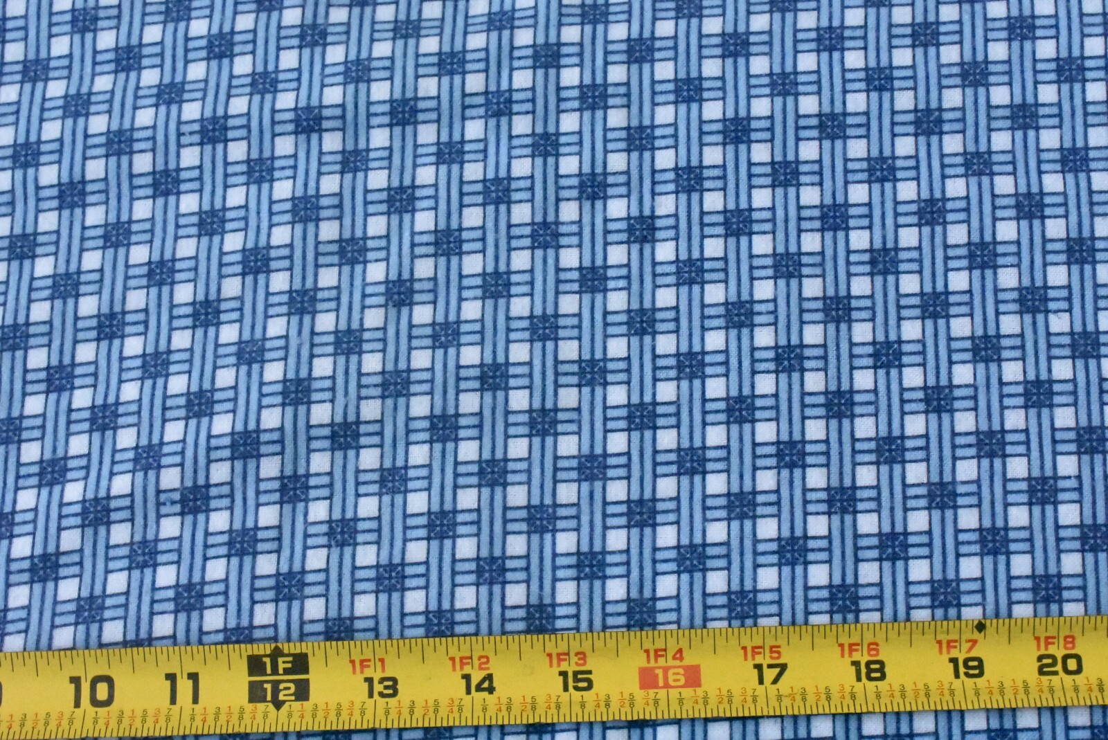 By 1/2 Yd, Blue, Navy & White Weave-Look-Print Flannel, E132