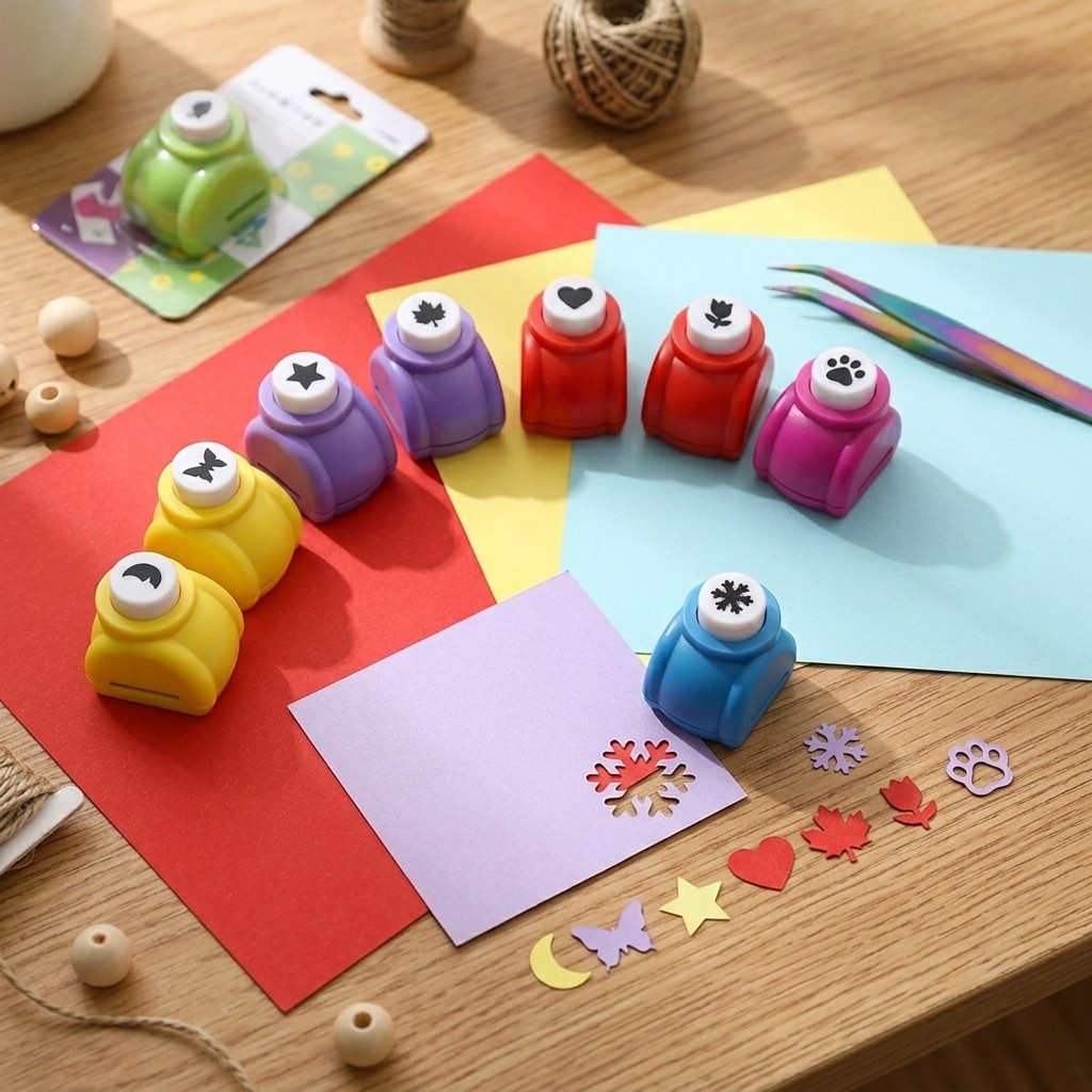 8Pcs Mini Paper Punch Set, Assorted Shapes Craft Hole Punchers for Scrapbooking