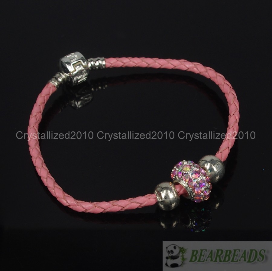 Big Hole Crystal Rhinestone Pave Pewter Rondelle Spacer Beads Fit European Charm