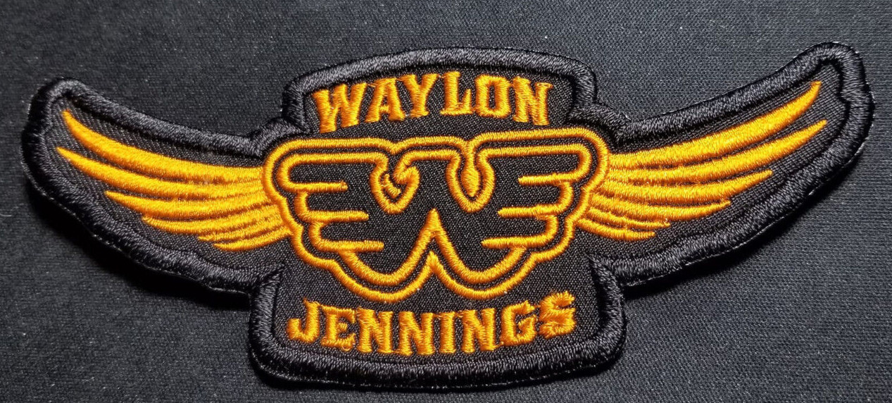 Waylon Jennings Embroidered orange Patch approx 2 x 5″