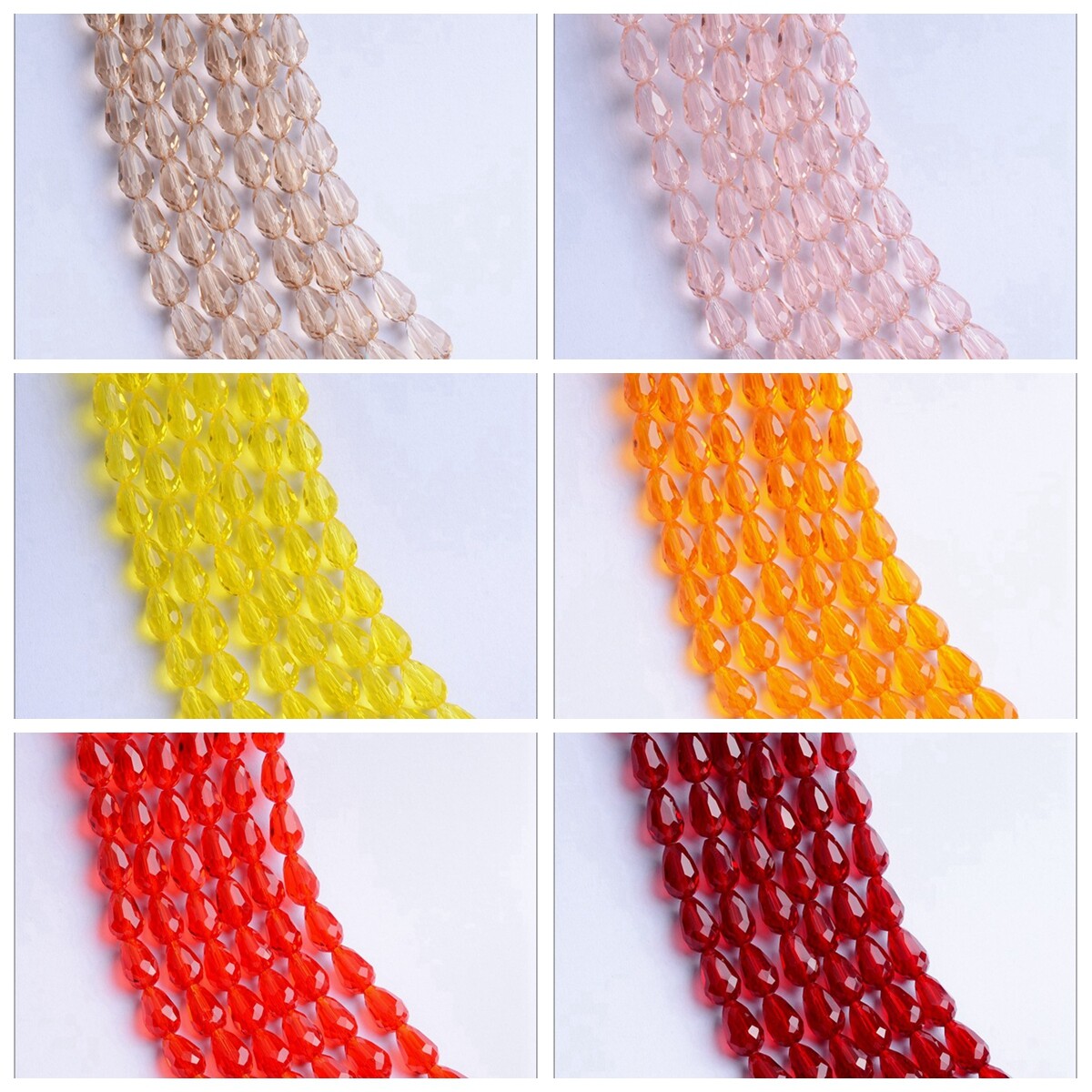 5x3mm 8x6mm 12x8mm 15x10mm Teardrop Shape Faceted Crystal Glass Loose Beads