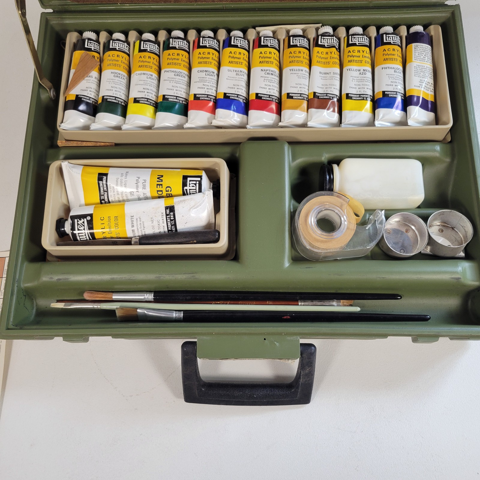Vintage 1970s Liquitex Acrylic Color Paint Set #312 Permanent Pigments W/Case