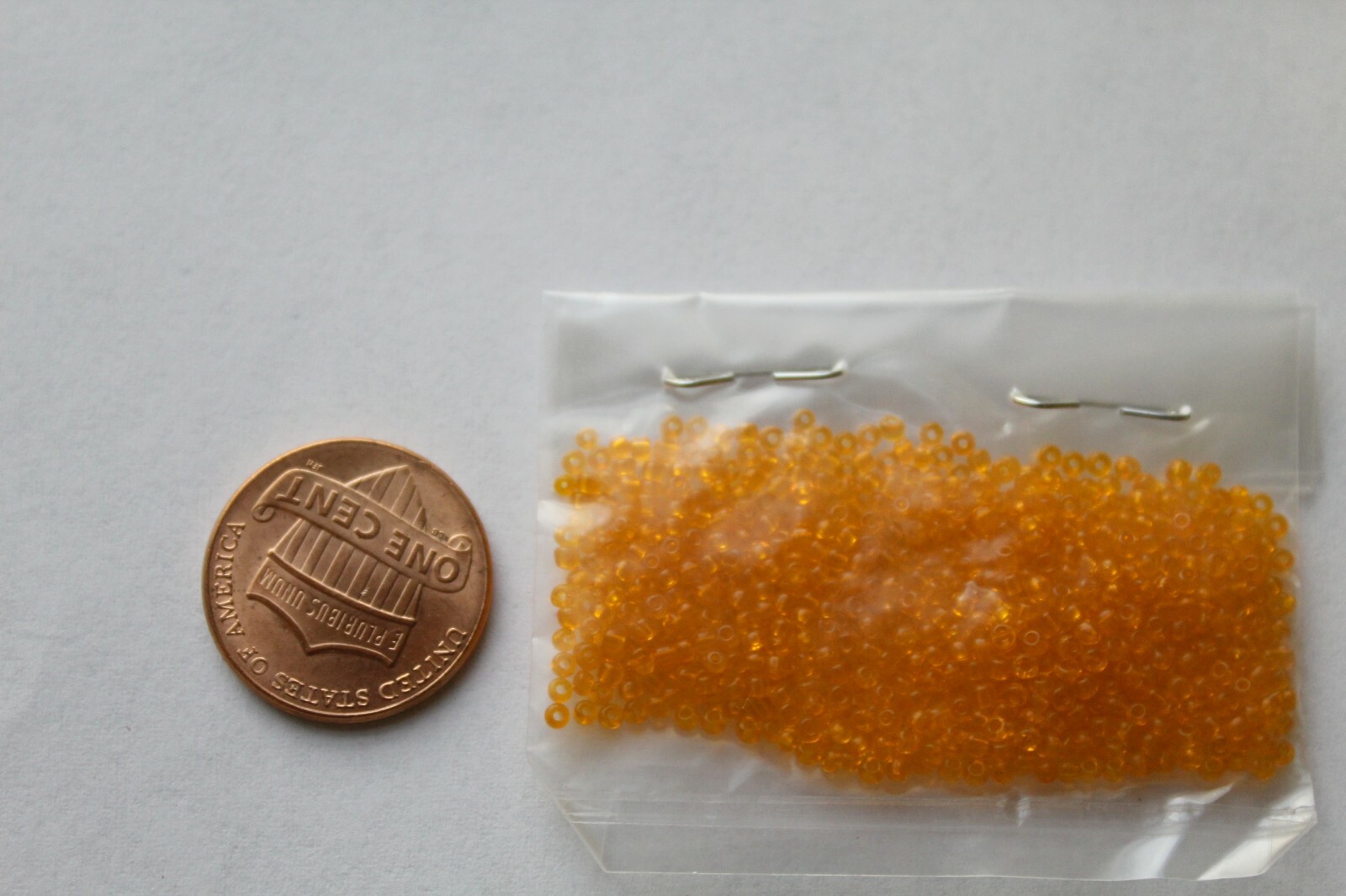 Vintage Antique Micro Seed Beads- 14/0 Transparent Tangerine Orange-3.9 gram bag