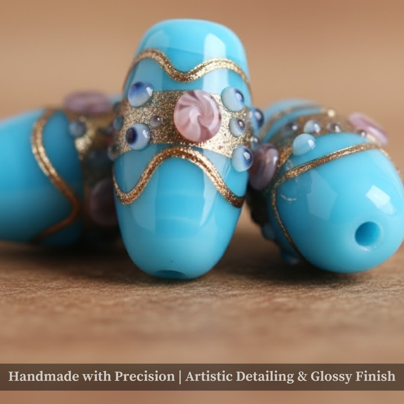 10 Strands Indian Handmade Glass Beads, Multi Size Wedding Cake Beads, Lamp Work