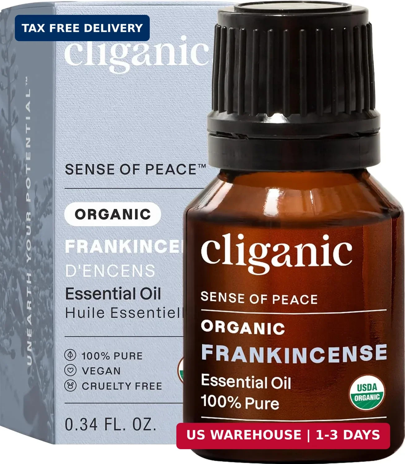 Cliganic Organic Frankincense Essential Oil – Boswellia Serrata, 100% Pure Natur
