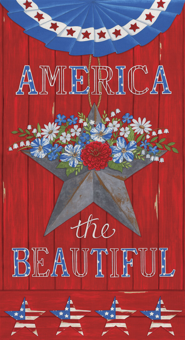 Moda America Beautiful Barnwood Red Panel 24 in X 44 in. Deb Strain