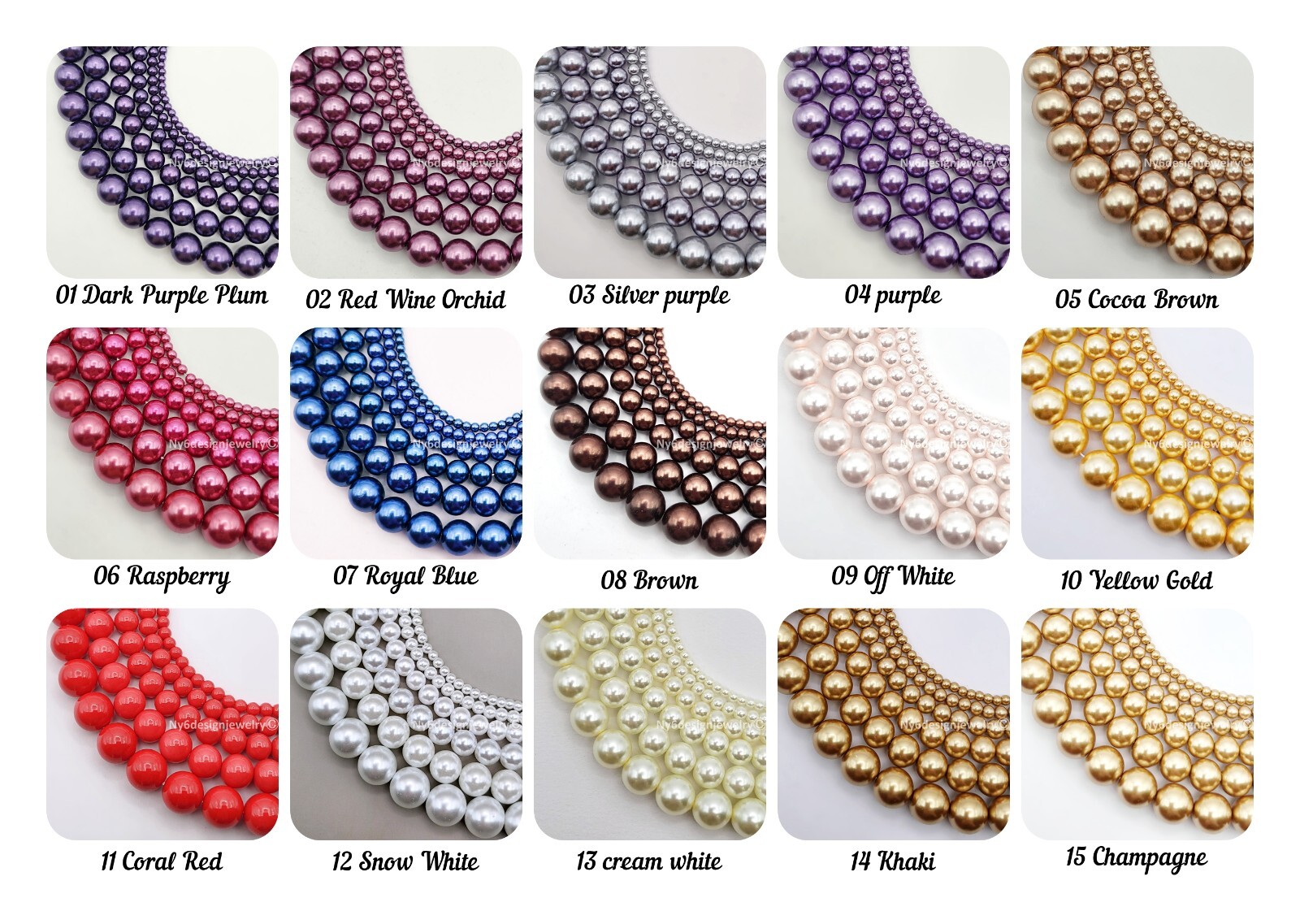 High Quality Glass Pearl Round Spacer Loose Beads 3mm 4mm 6mm 8mm 10mm 12mm 15″