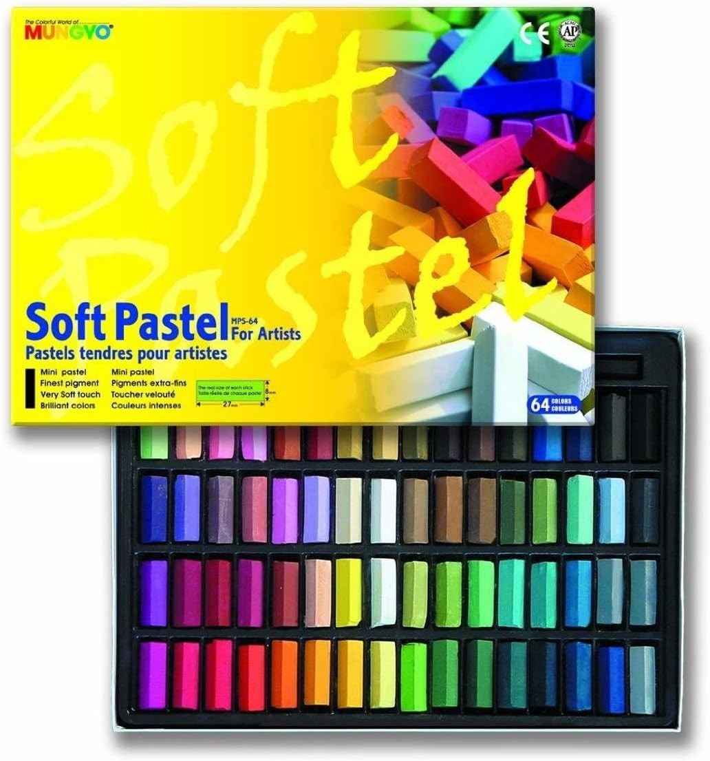 Mungyo Professional Non Toxic Square Chalk Soft Pastel 64 Pack Assorted Colors