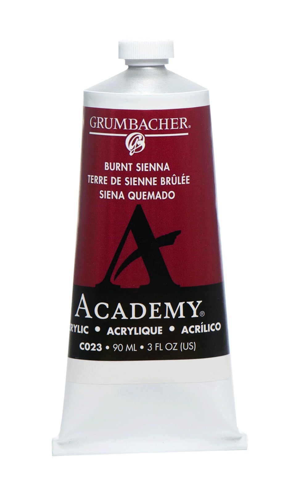 Academy Acrylic Paint Gloss 90ml 3 oz Metal Tube Burnt Sienna Art Supply