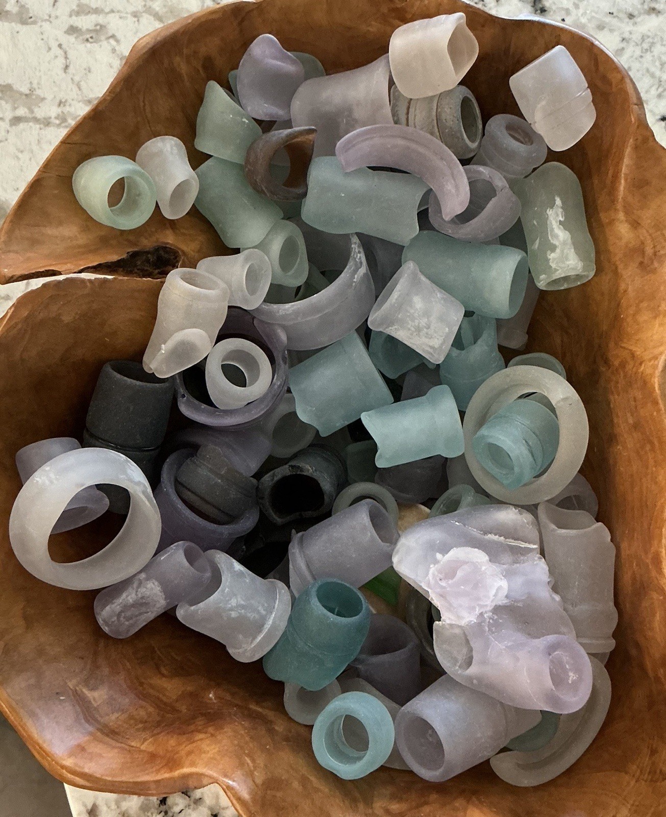 Tumbled Beach Glass Bottle Tops and Necks (Package Contains 20 random pieces)