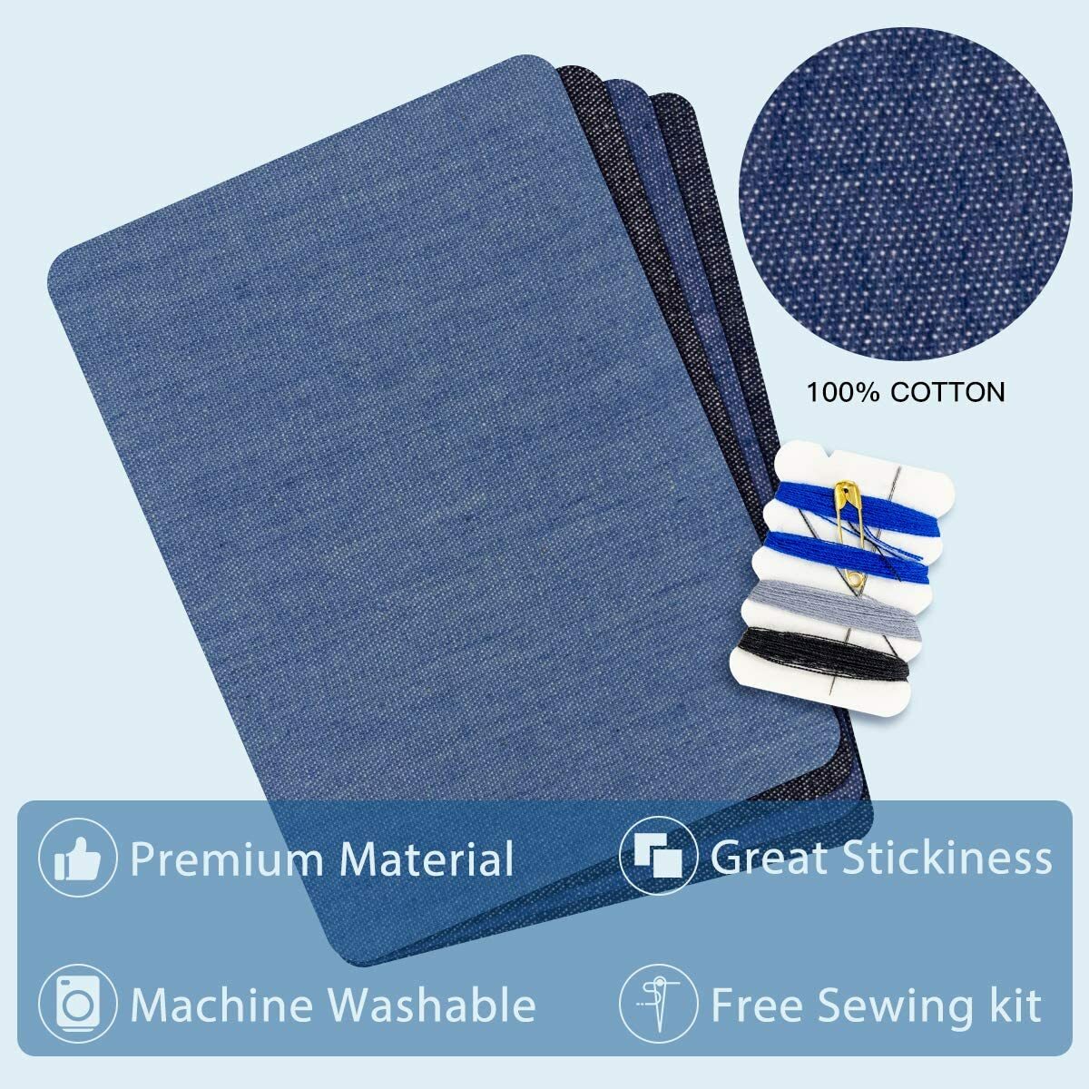 Iron on Patches for Clothing Repair 20PCS Jeans Denim Patches Kit 3″ by 4-1/4″