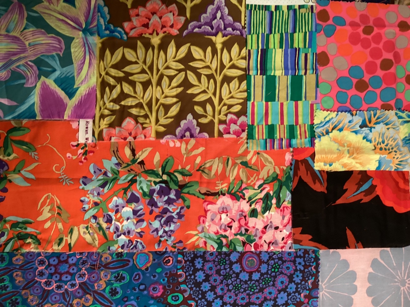 Kaffe Fassett strips, squares, & scraps