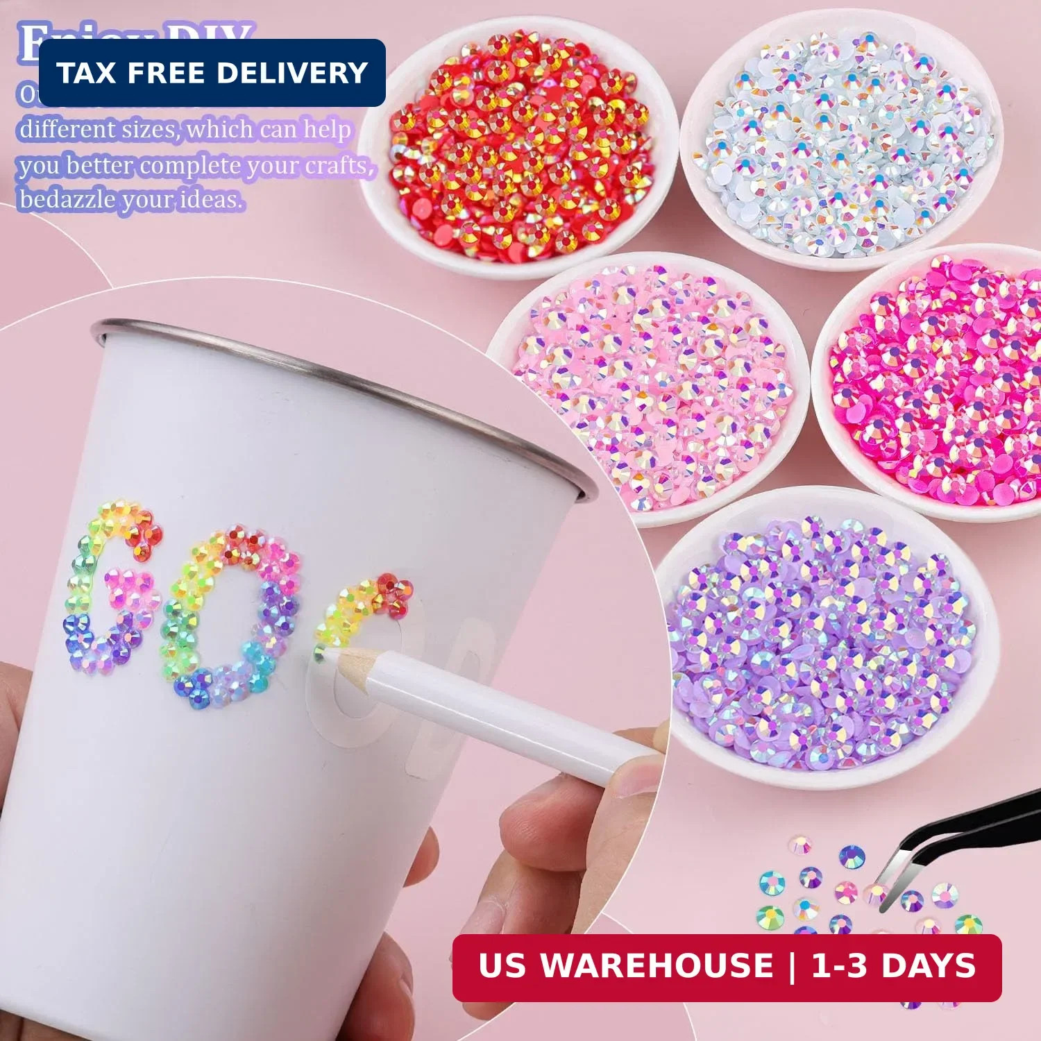 Jelly Rhinestones Bedazzling Kit Multicolor 3mm Flatback Resin Bedazzler Gems US